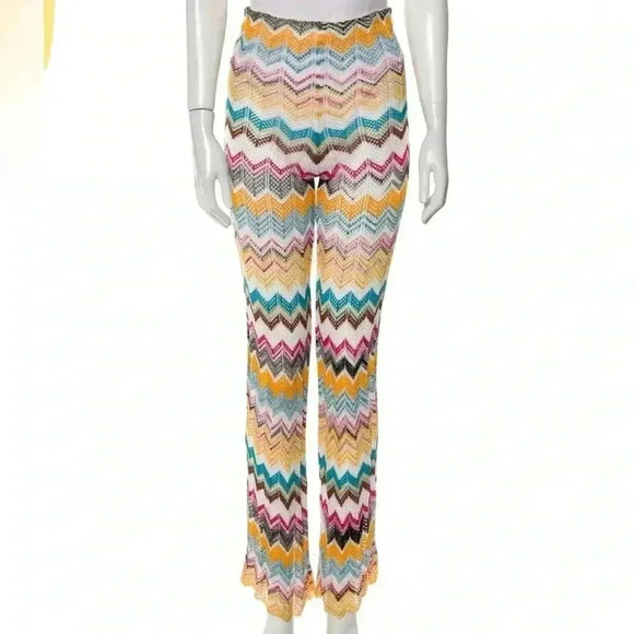 Missoni Pants Flare Cover Up Trousers Metallic Crochet Zig Zag Swim Chevron 40 4 - Picture 8 of 13
